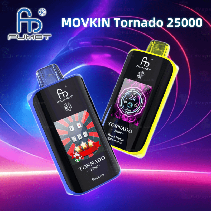 🧊 Fumot Tornado 25K – Disposable vape with dual mesh coil & LED display 🍓🥭🍏