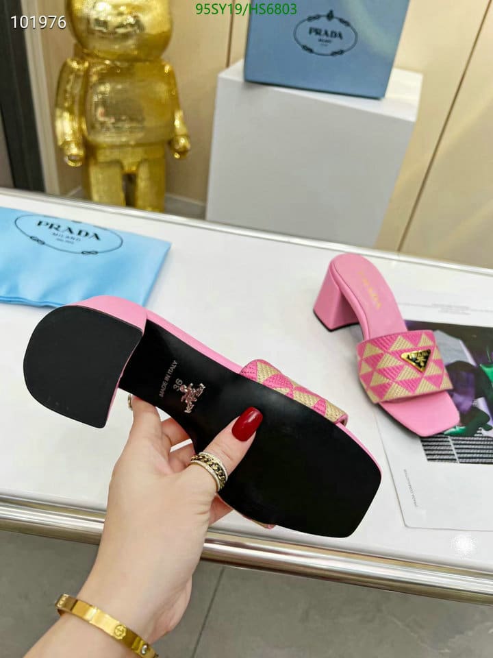 Prada Triangolo Jacquard Mules Pink
