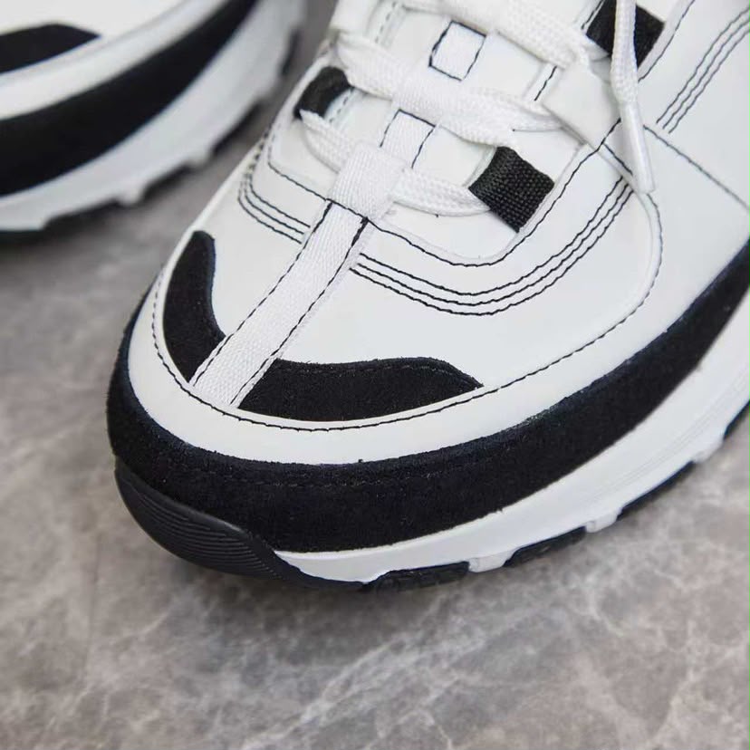 Chanel Lace Up Sneakers White Black