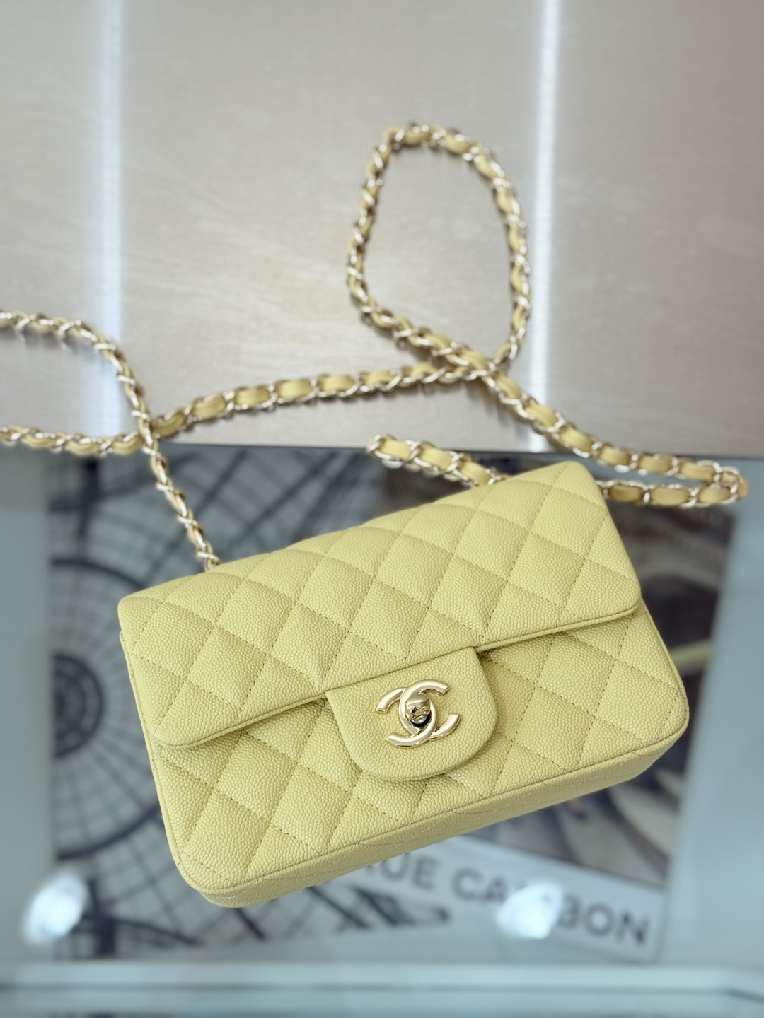 Mini Classic Flap Handbag（Creamy Yellow）