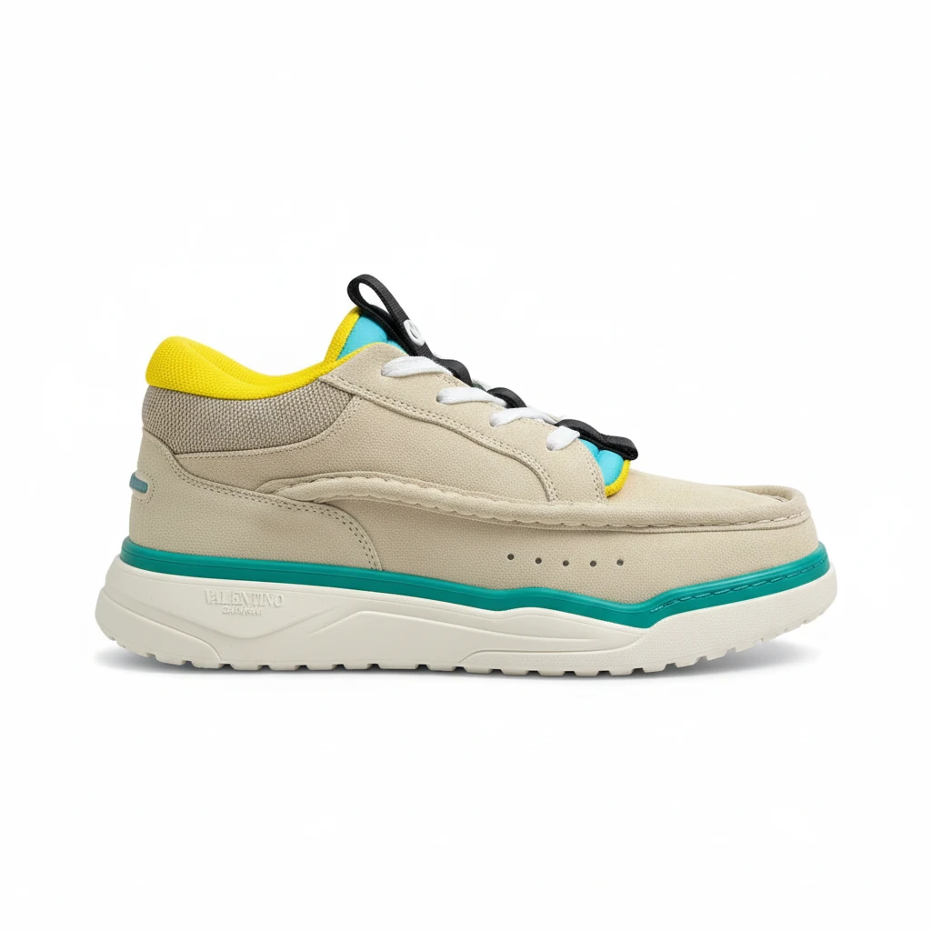 VALENTINO CALFSKIN LEATHER MID-TOP RUNBOOT SNEAKER