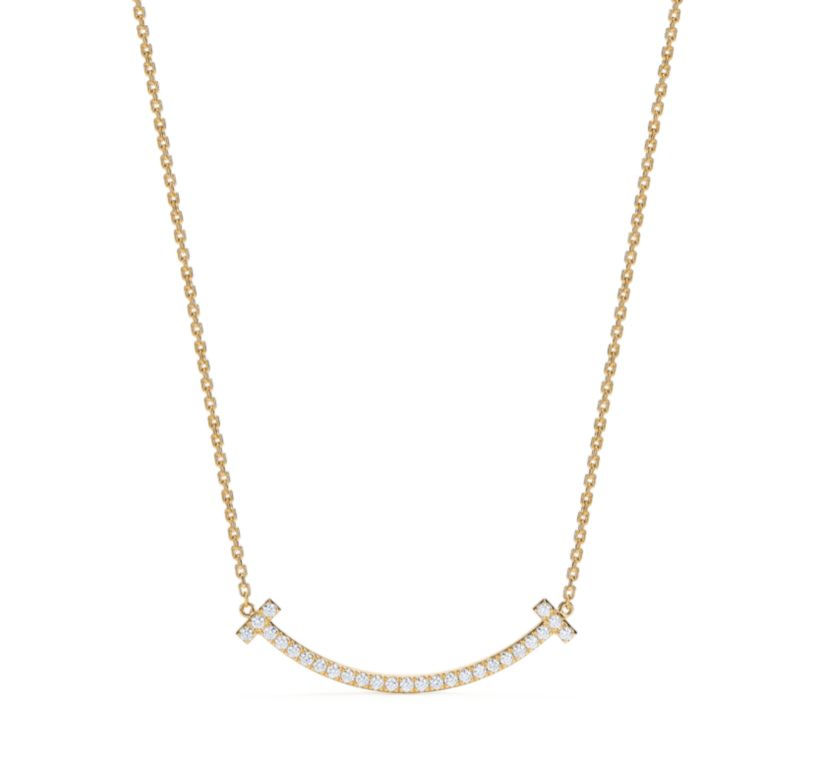 Tiffany Medium Smile Pendant in Gold with Diamonds
