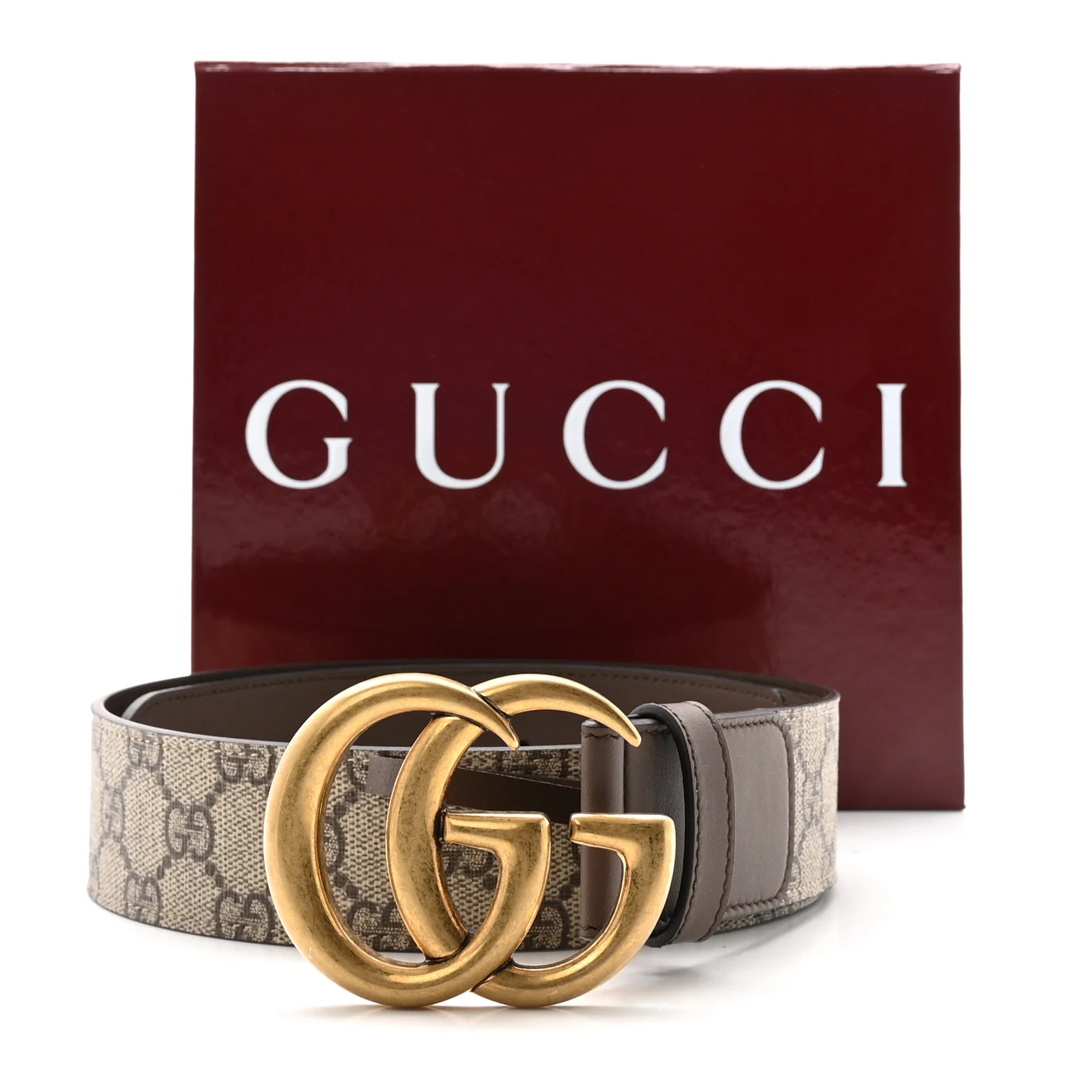 GG Supreme Monogram Matte Plutone Calfskin Double G 40mm Belt 75 30 Beige Ebony New Acero