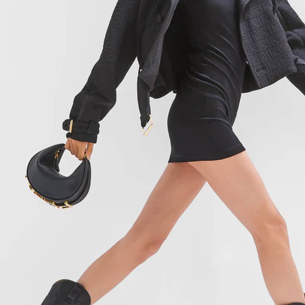 Fendi Fendigraphy Mini Leather Bag Black 20Cm
