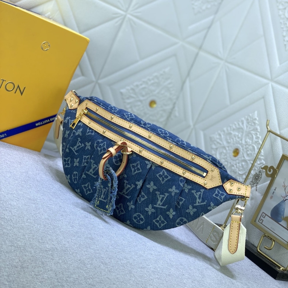 Louis Vuitton Bumbag High Rise Denim Blue 38Cm M46837