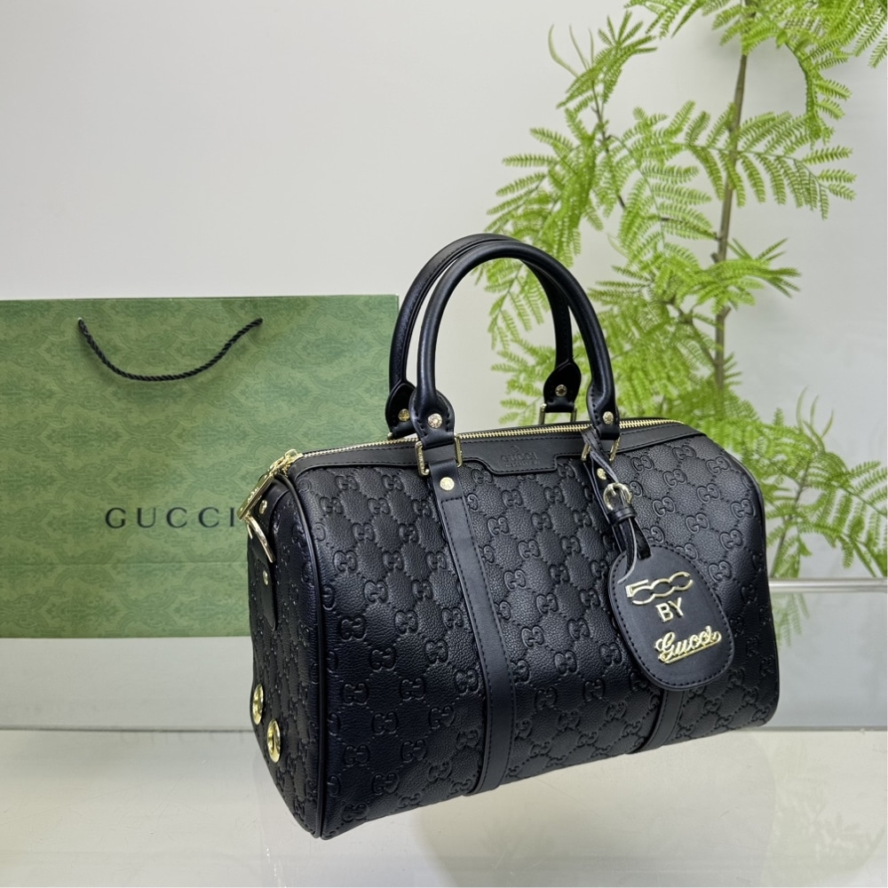 Gucci Tote Bag Canvas Leather Crossbody Handbag Black 33cm