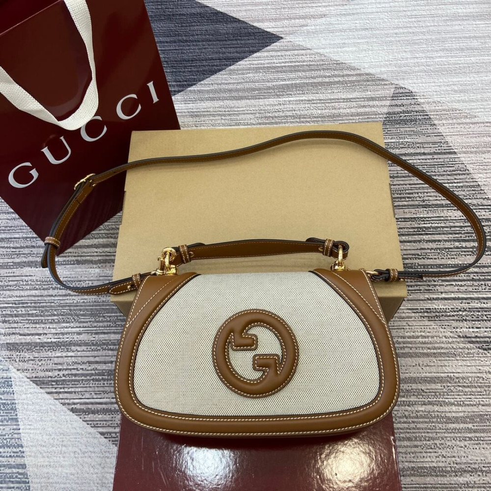 Gucci Blondie Small Top Handle Bag cotton linen canvas
