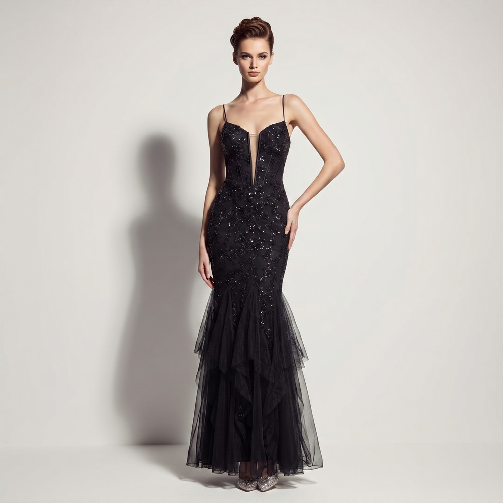 Wedding banquet mermaid annual meeting slim evening dress