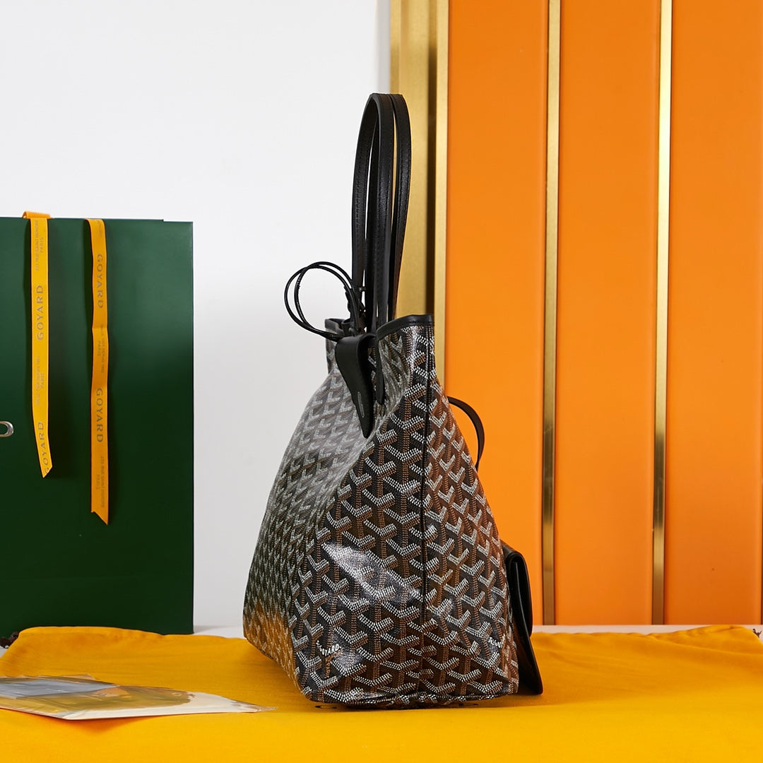 Goyard Saint Louis Pm 34Cm Black Canvas Chevroches Calfskin