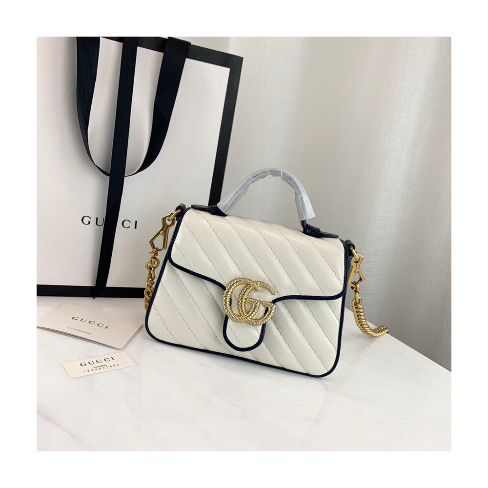 Gucci GG Marmont Mini Top Handle Bag White