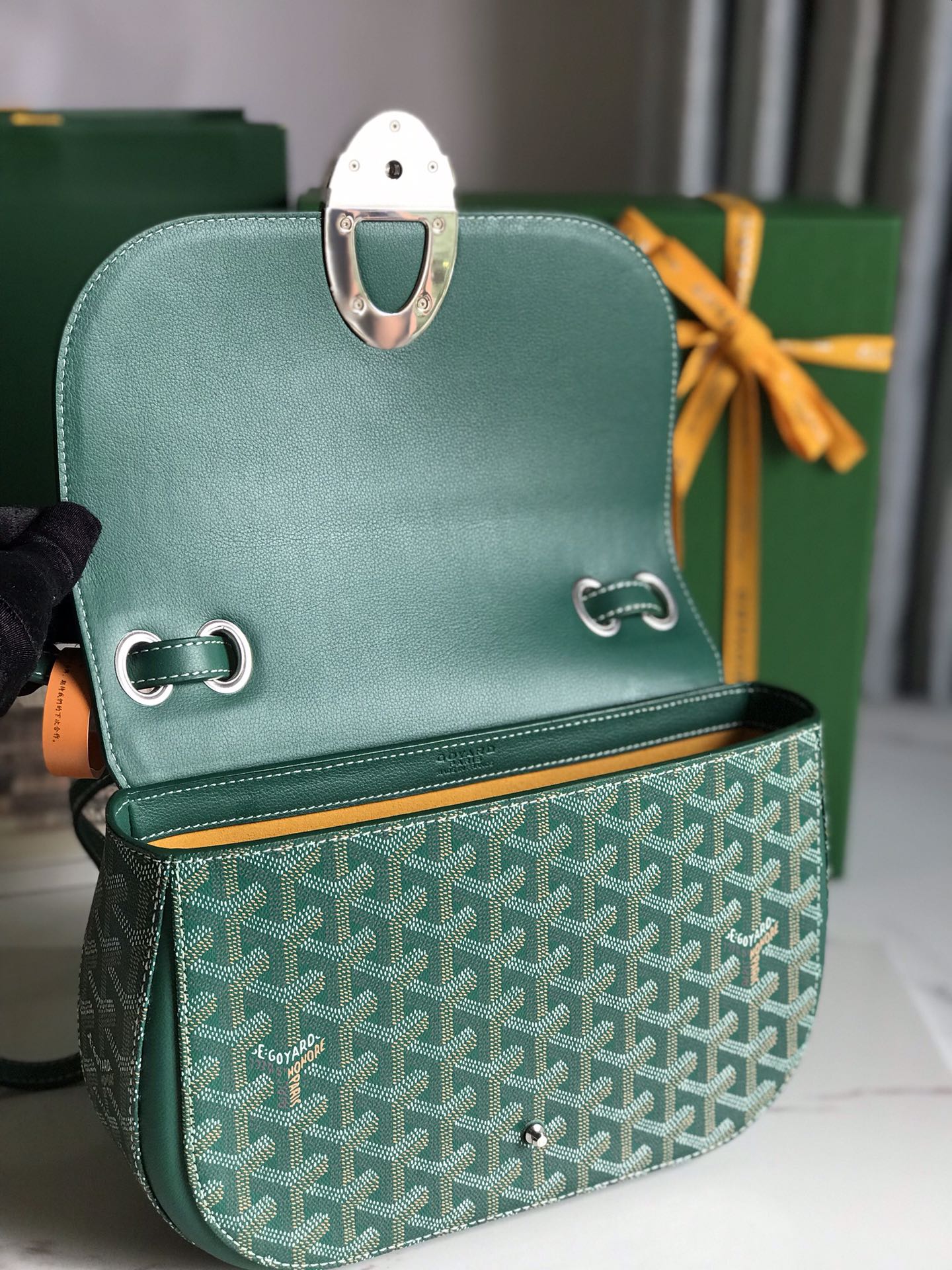Goyard 233 Bag 25 Cm Green Calfskin And Goyardine Canvas 25cm