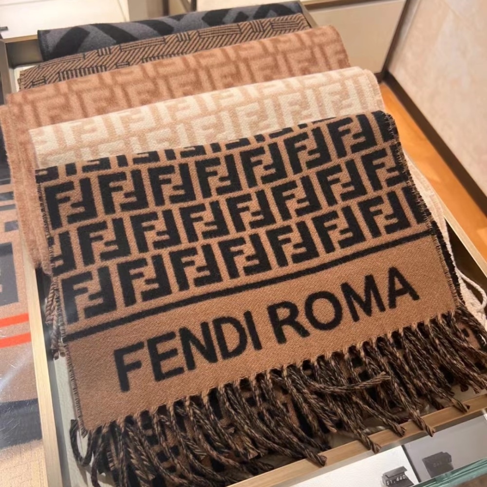 Fendi Ff Scarf Wool And Cashmere Brown Fxt113aqcwf0qe1