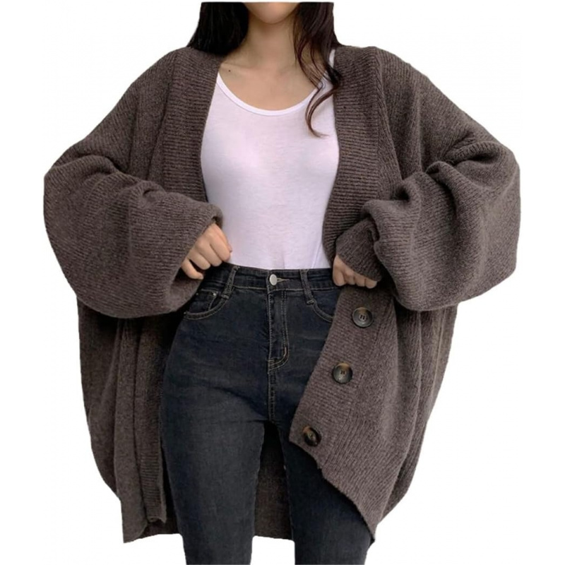 Korean Knitted Cardigan Womens V-Neck Single-Breasted