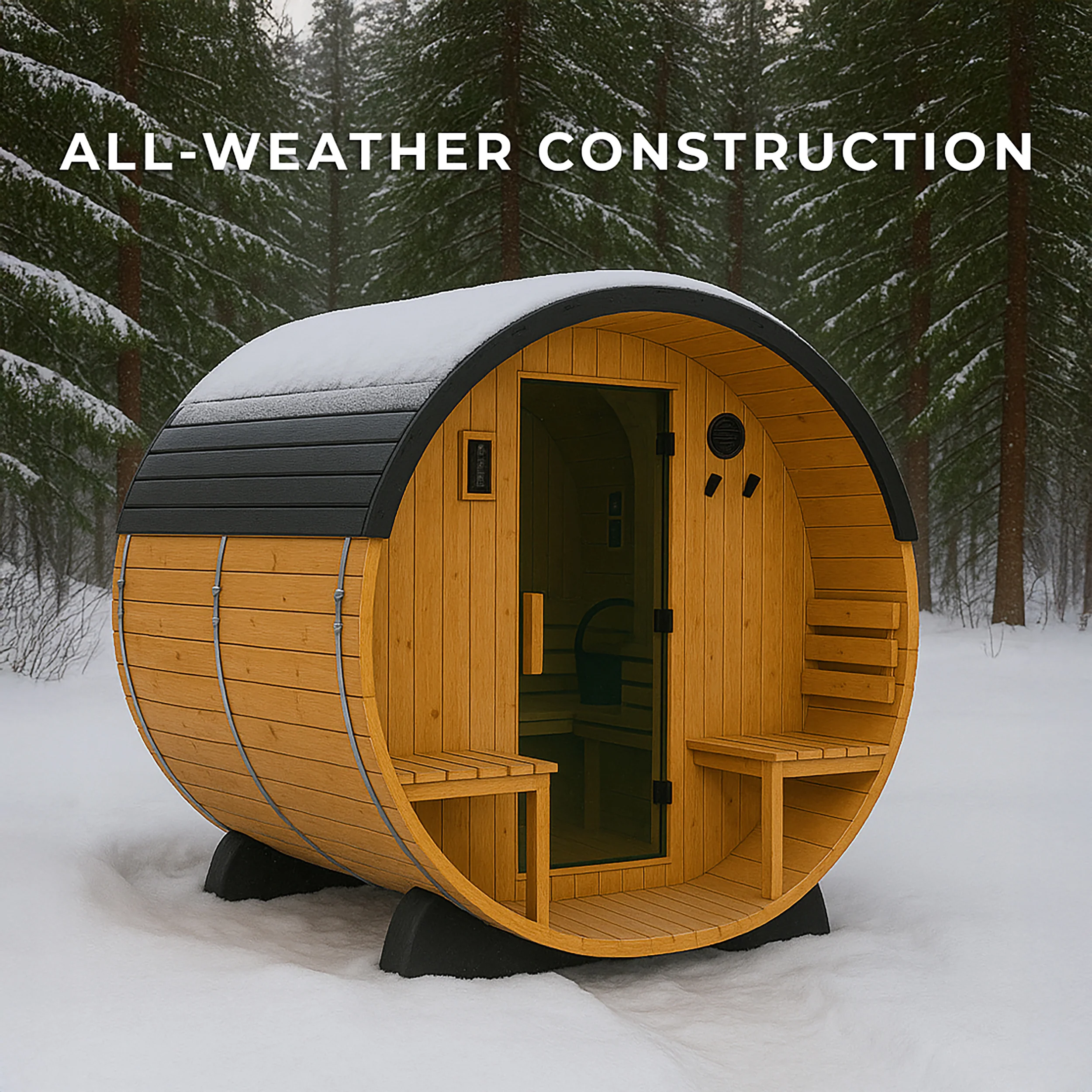 Paxton Outdoor Barrel Sauna with Porch �?2-4 Person