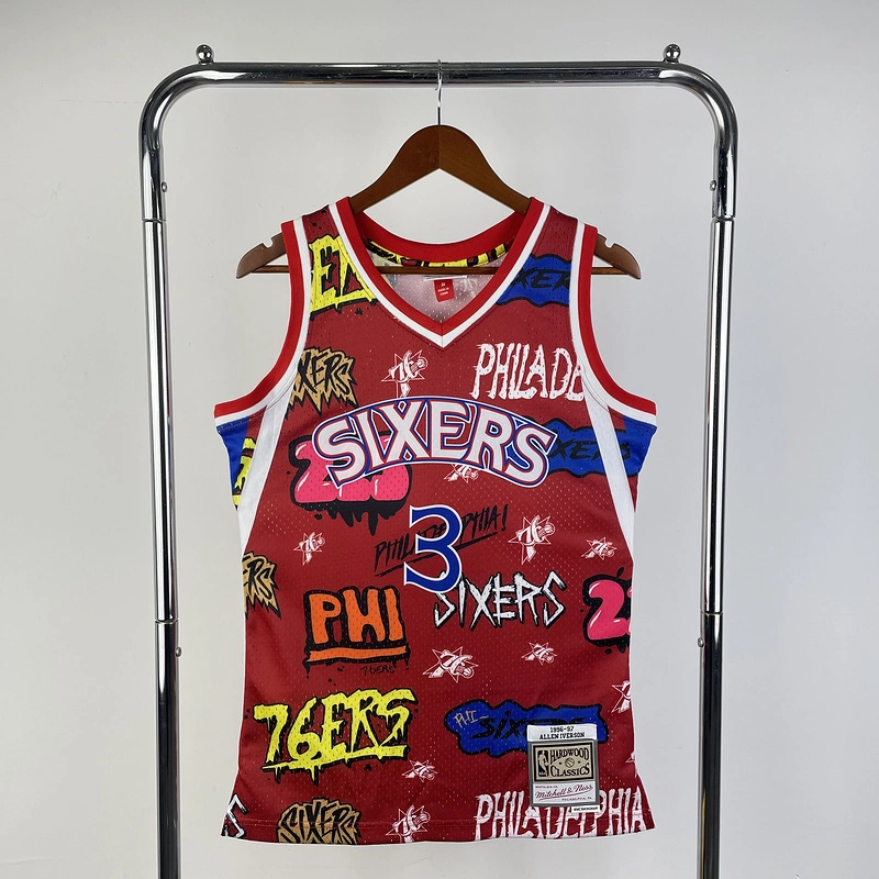 1996-97 NBA Philadelphia 76ers 3 IVERSON Basketball Jersey