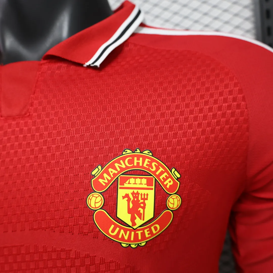 2026/27 Premier League Manchester United Team Home Football Jersey Player Version Long Sleeves - JerseyFun