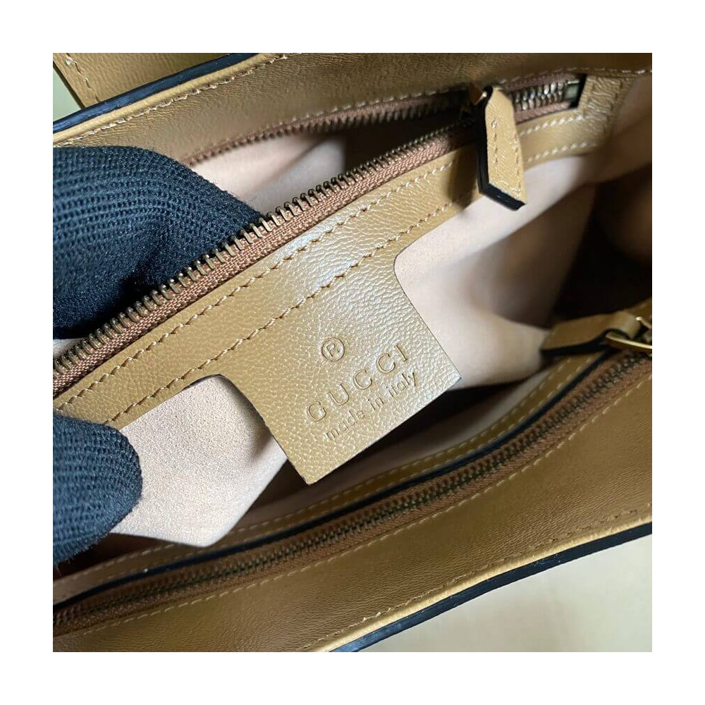 Gucci Small Top Handle Bag with Double G in Brown Leather