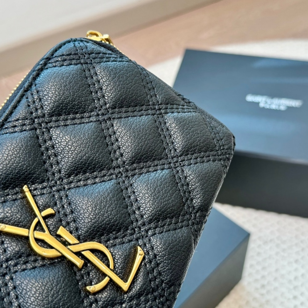 Saint Laurent Mini Becky Double Zip Bag Black 20Cm