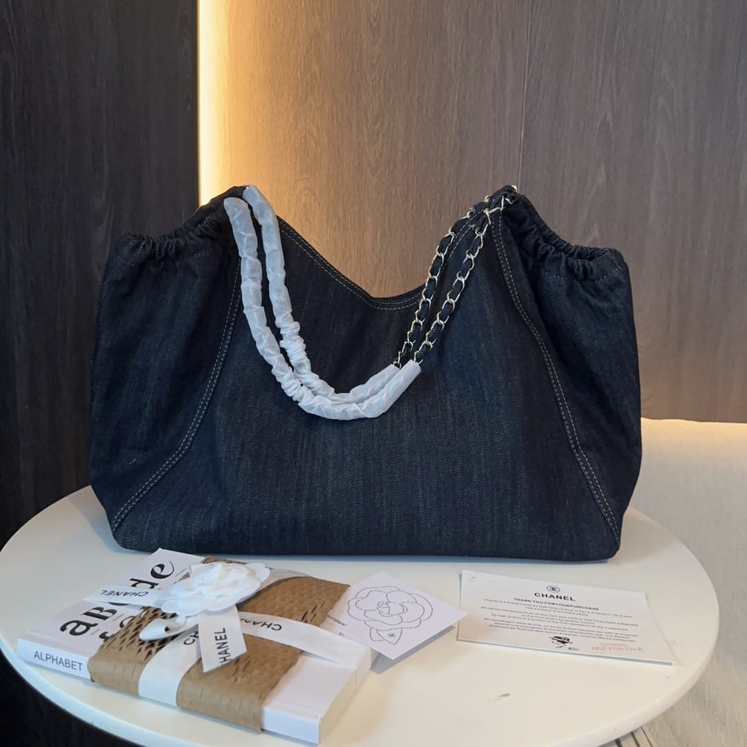 Chanel Denim Timeless Cc Tote Blue 36Cm