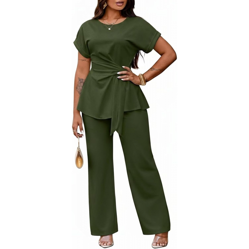 Women's 2 Piece Outfits Short Sleeve Peplum