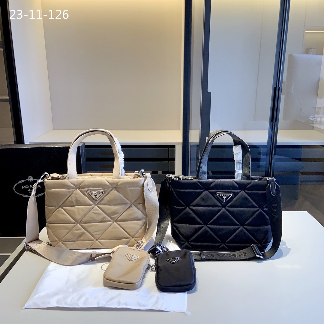 Prada Re Nylon Padded Tote Bag Black 23Cm 1Bg373 Rdjn F0002 O1O