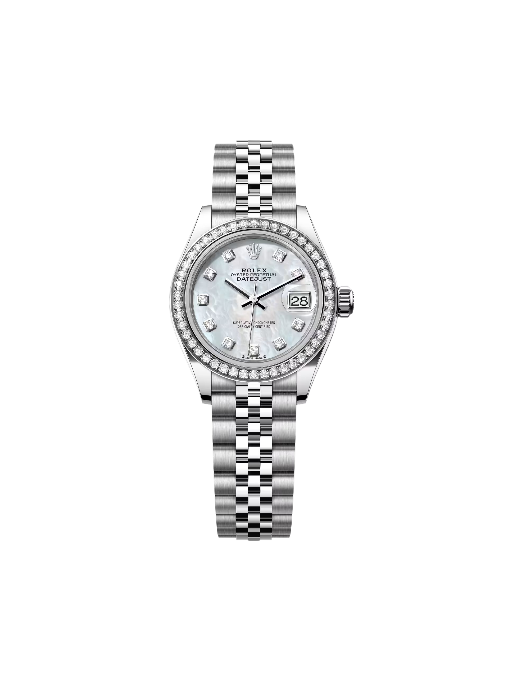 Rolex Lady-Datejust 28mm 279384RBR White Mother-of-Pearl Dial Oyster Bracelet