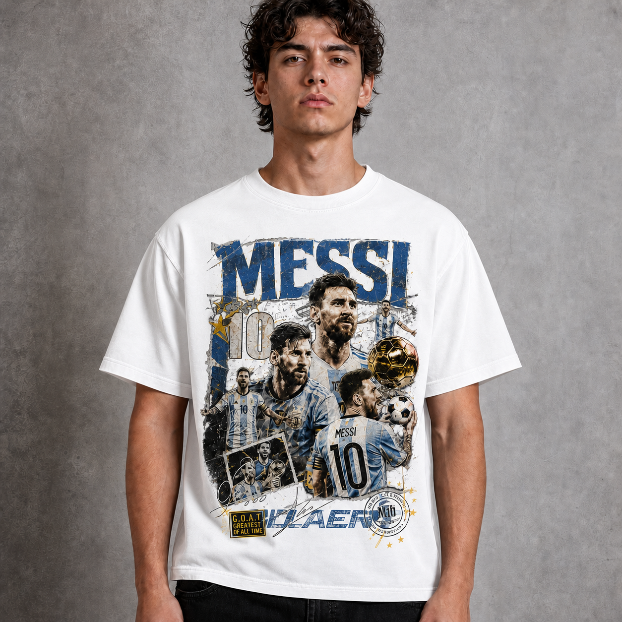 Messi World Cup Printed T-Shirt Unisex Loose Fit T-Shirt 100% Cotton Soft Comfortable Summer Casual Printed Top