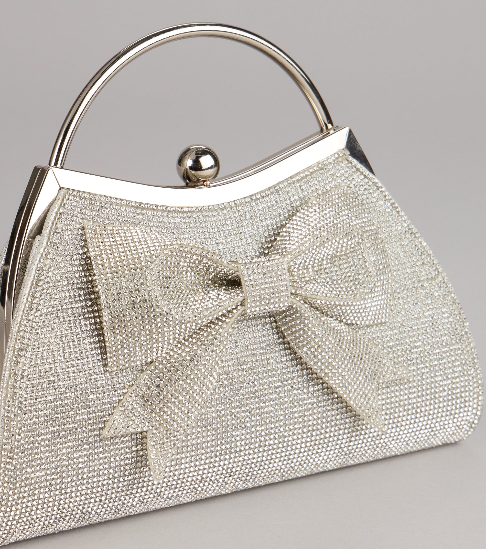 All Dressed Up Rhinestone Bow Handle Clutch