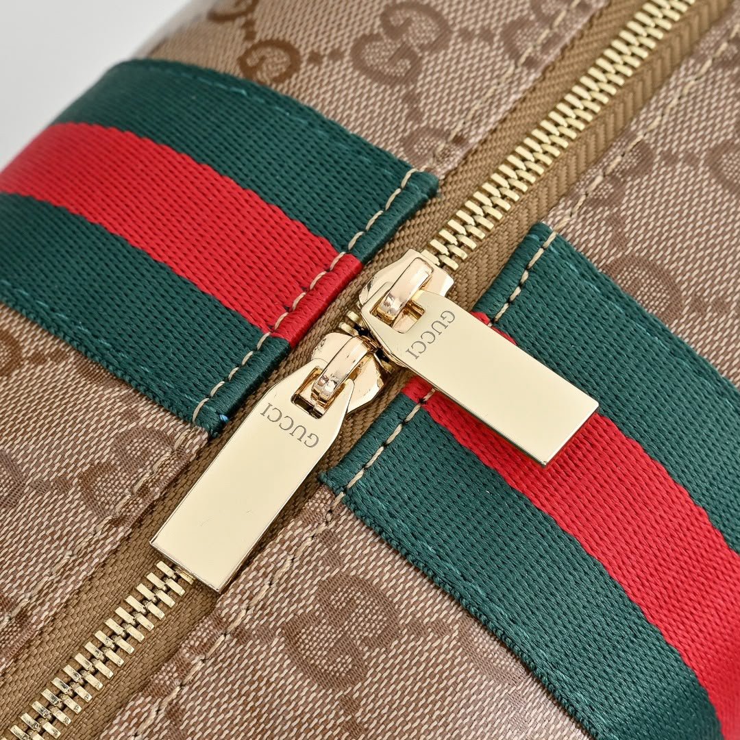 Gucci Melrose Medium Boston Bag 29cm/11.4in Sand And Brown GG Canvas 875228 FAF79 8547