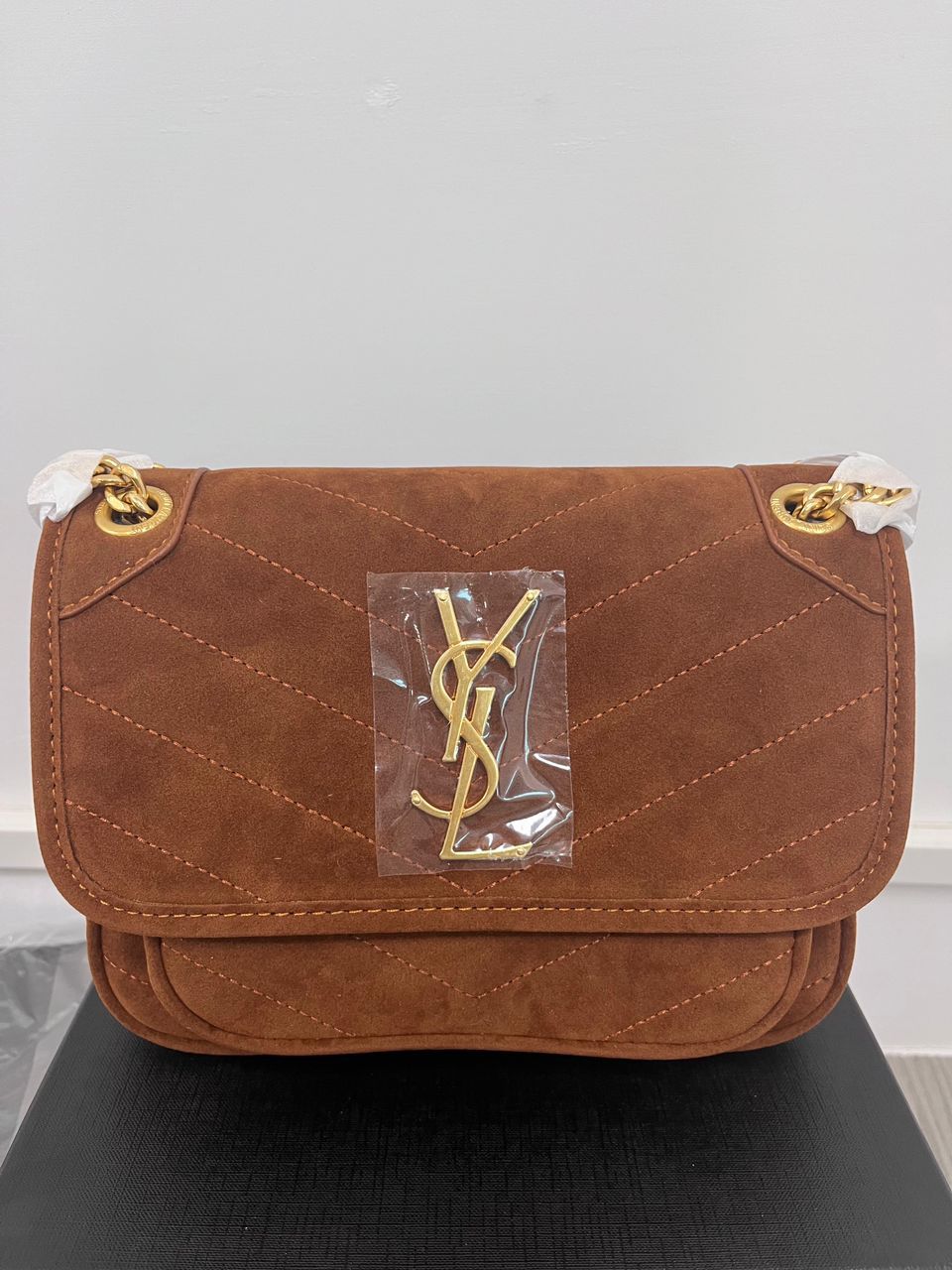 Saint Laurent Niki Baby Chain Bag In Suede Brown 6237483