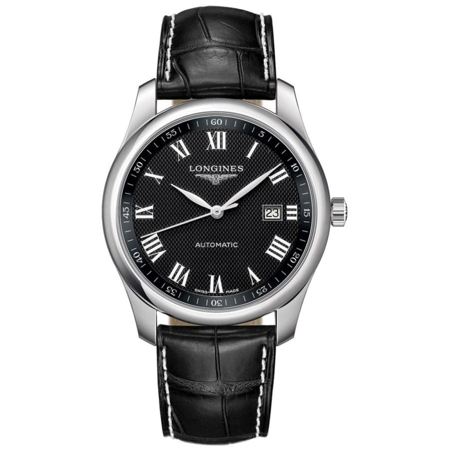 Longines Women's L2.793.4.51.7 Master Collection Black Leather Watch