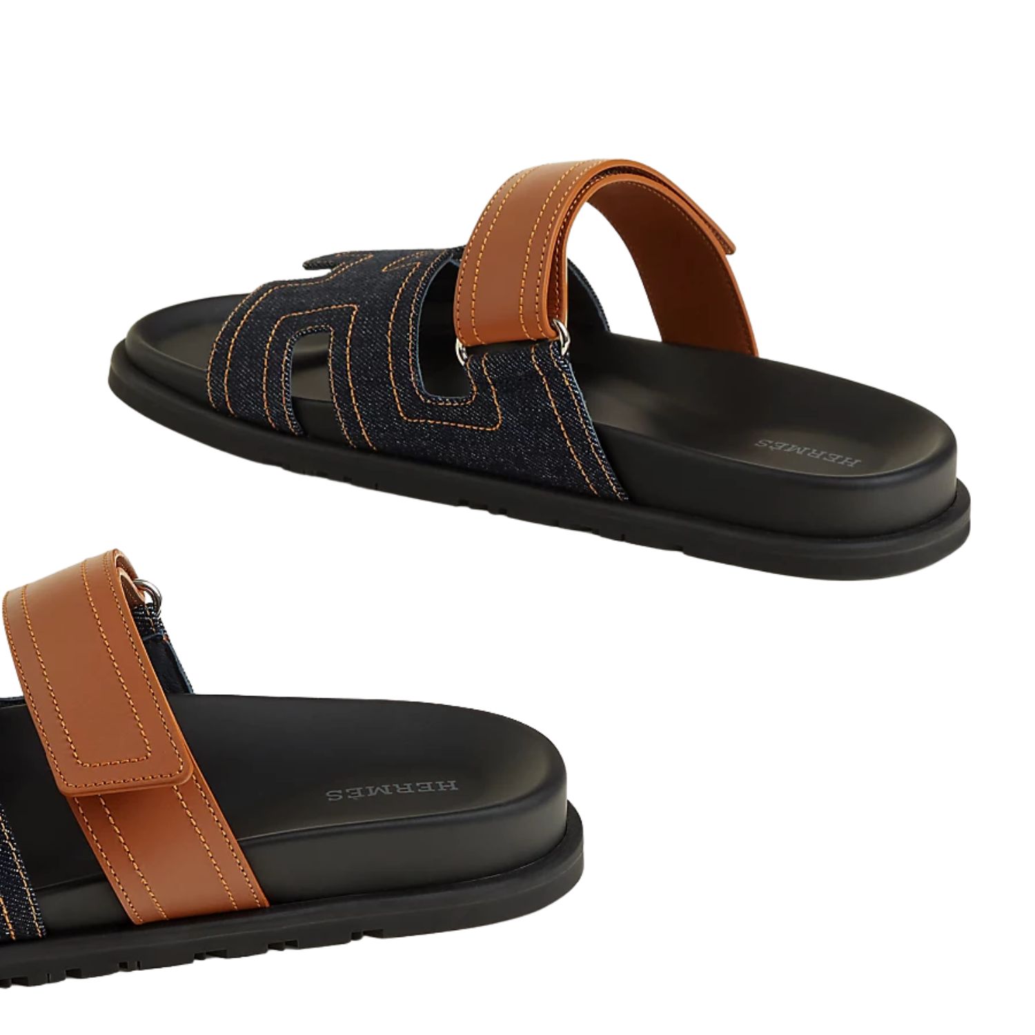 HERMES SANDAL CHYPRE BLUE BRUT/NATURAL