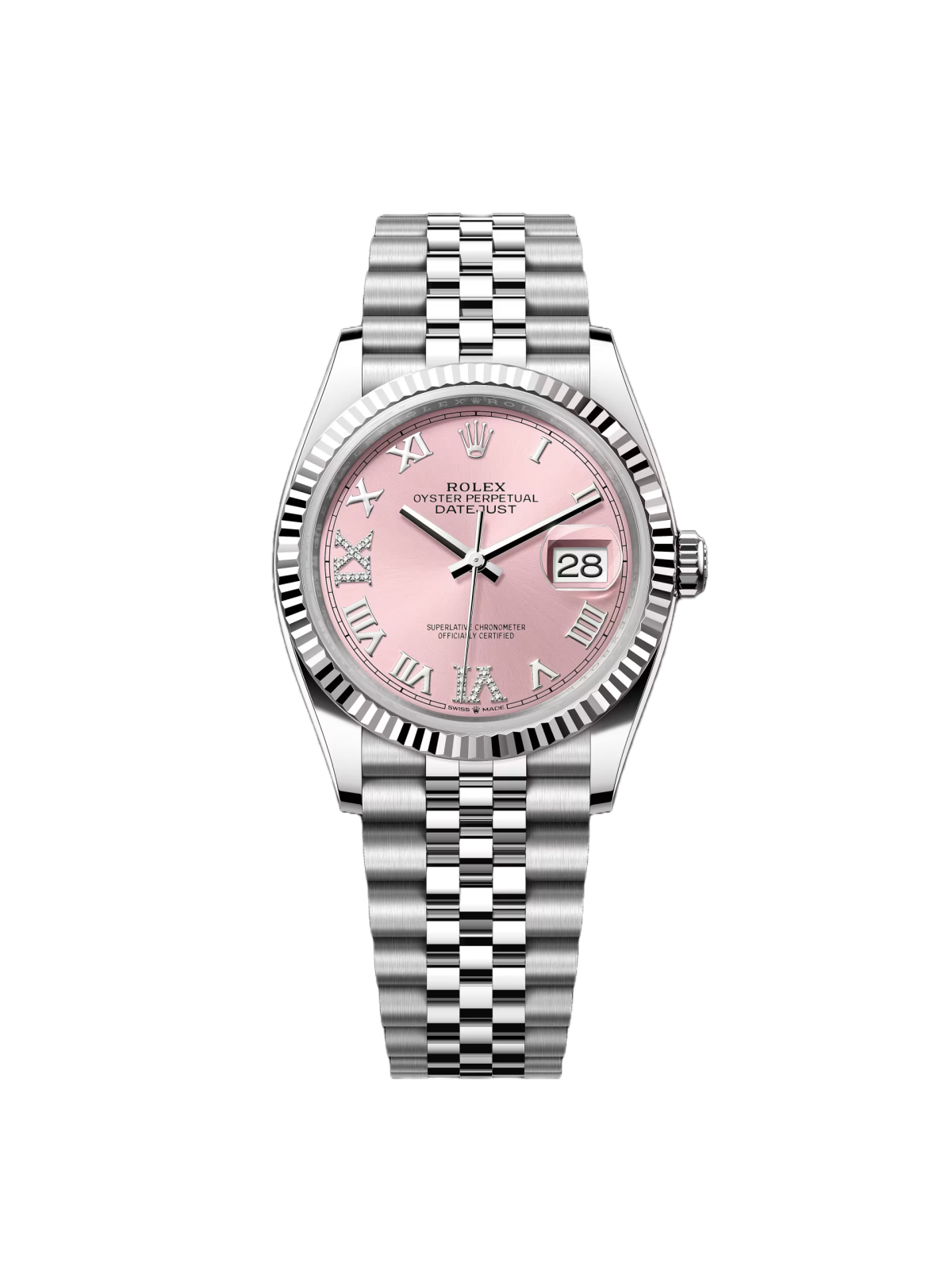 Rolex  Datejust 36mm 126234 Pink Roman Dial Oyster Stainless Steel