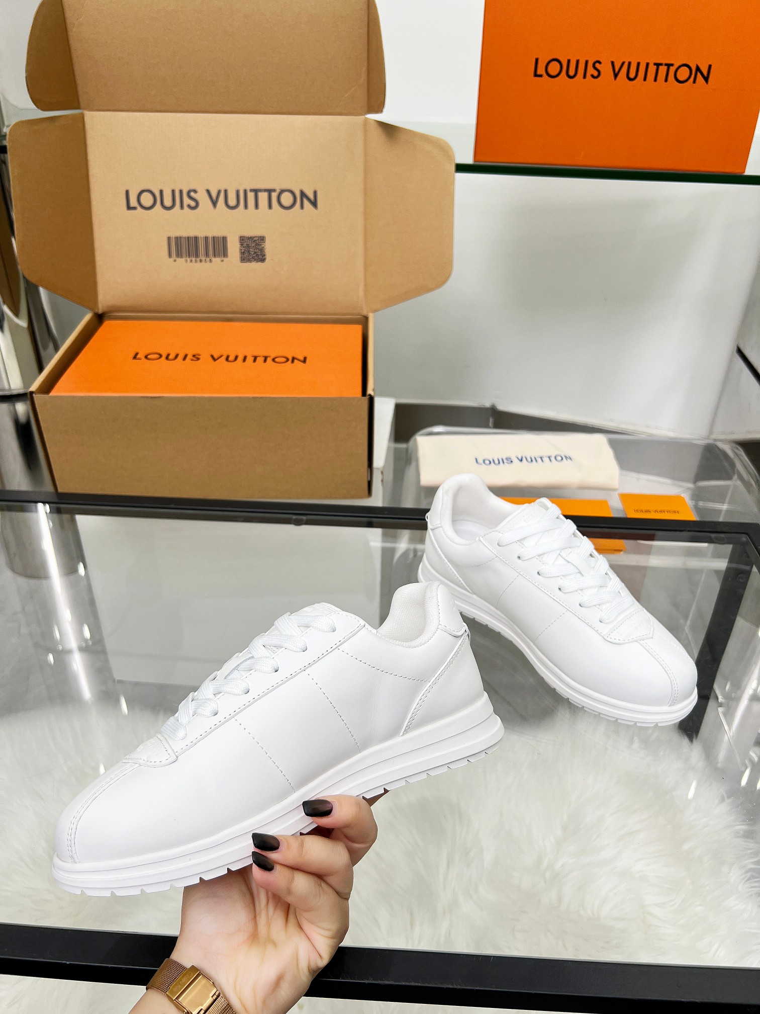 Louis Vuitton LV Trainer Triple White Sneakers – Clean All White Leather – Women’s Shoes
