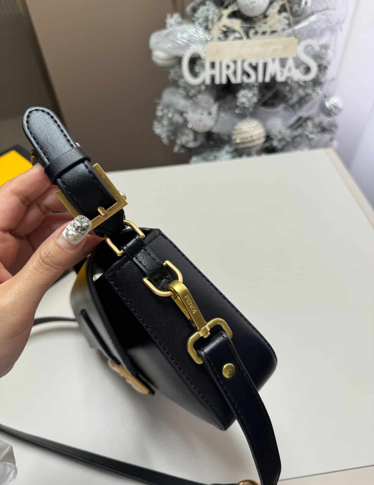 Fendi Baguette Bag Black Leather 25Cm/ 9.8 in