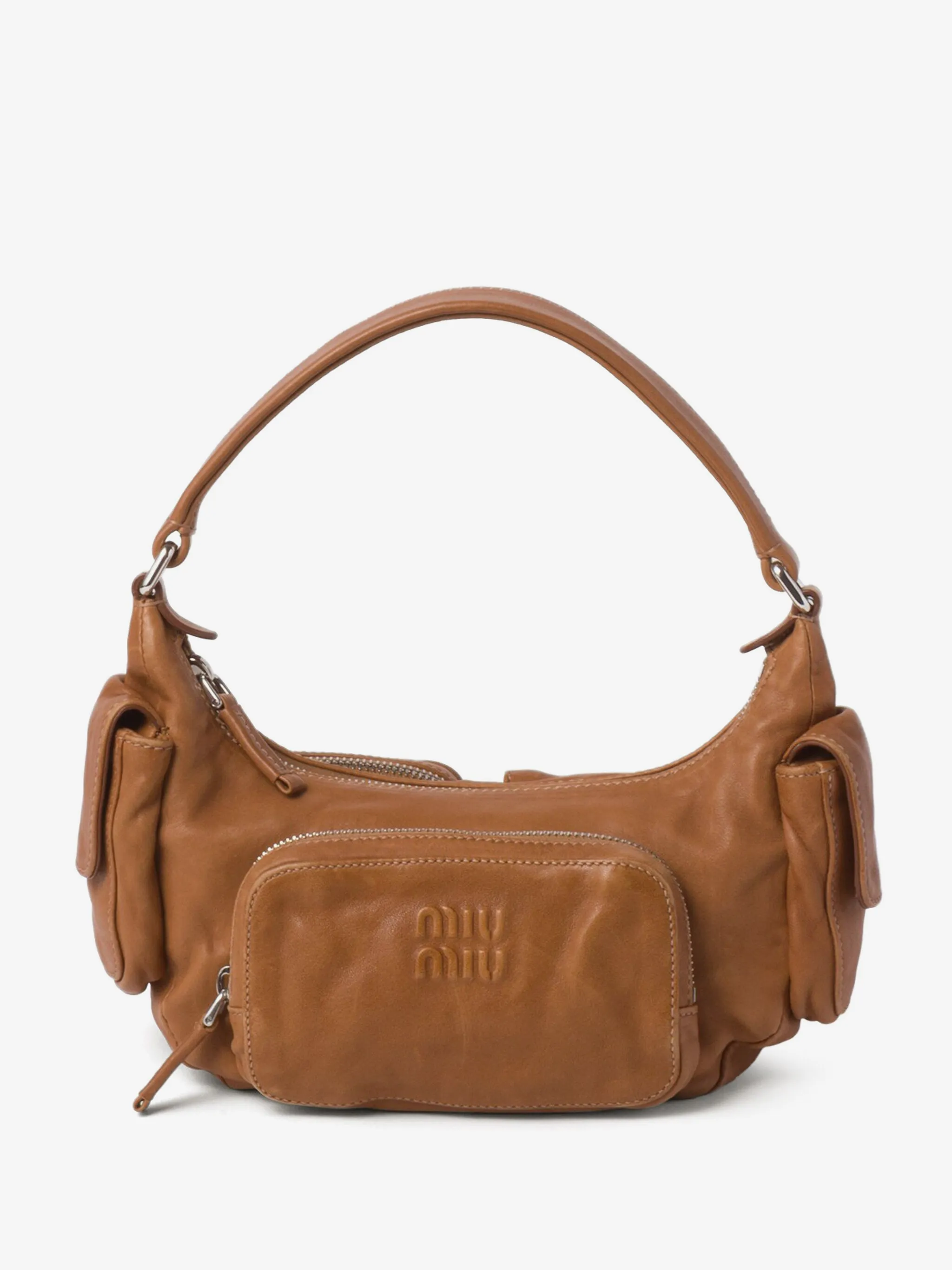 Miu Miu Pocket leather shoulder bag Caramel Brown
