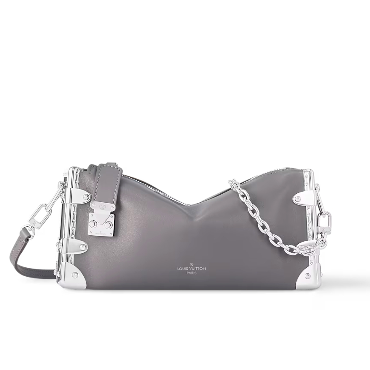 Louis Vuitton Slim Trunk Bag Calfskin Gris Trianon 23Cm M12596