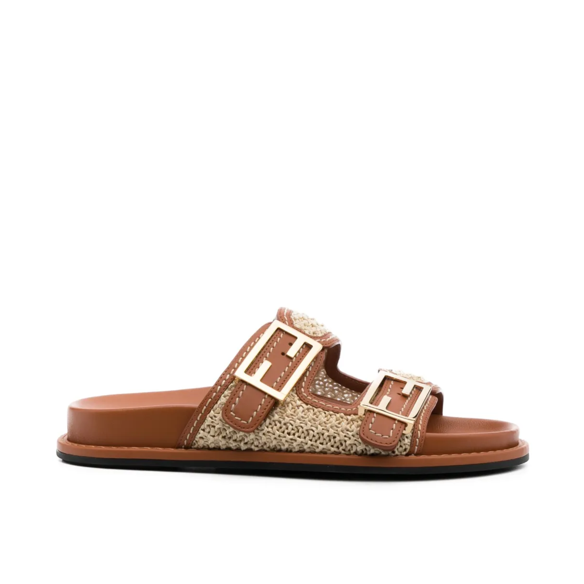 Fendi Feel Leather Sandals Brown 8X8326Ao0Df1Lr0