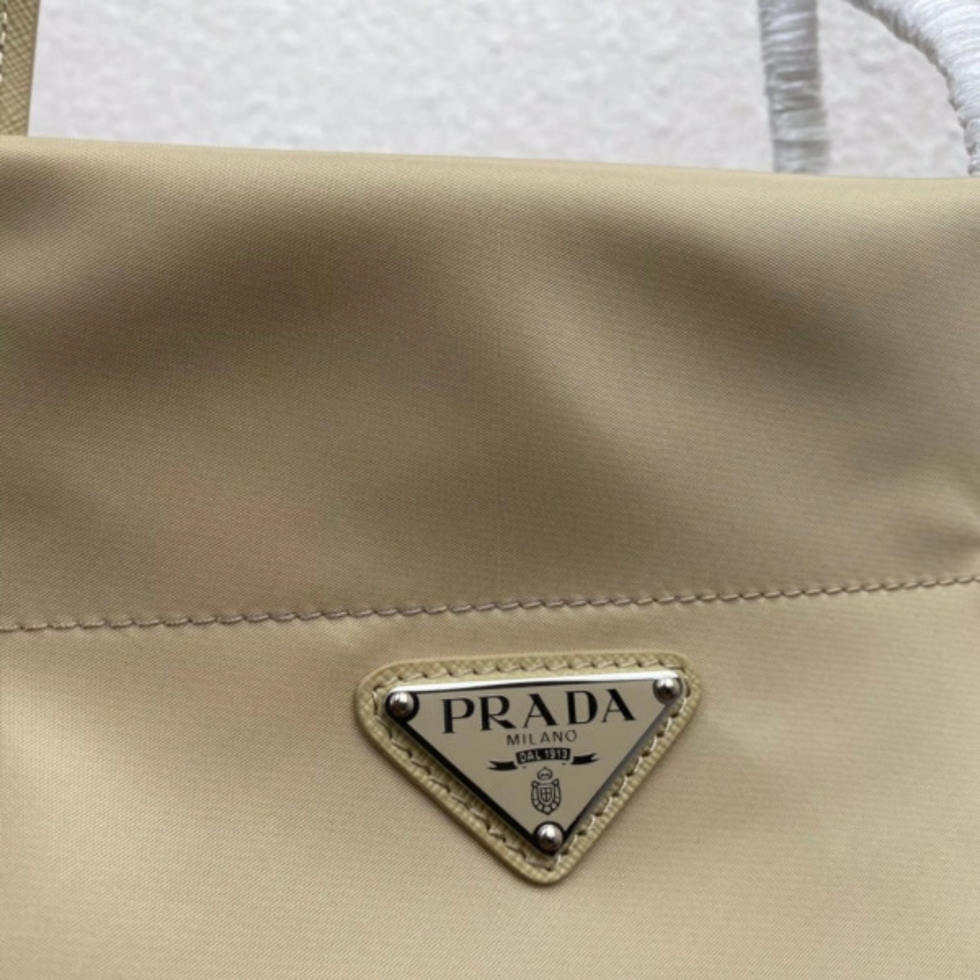 Prada Tessuto Synthetic Tote Bag Beige 35Cm