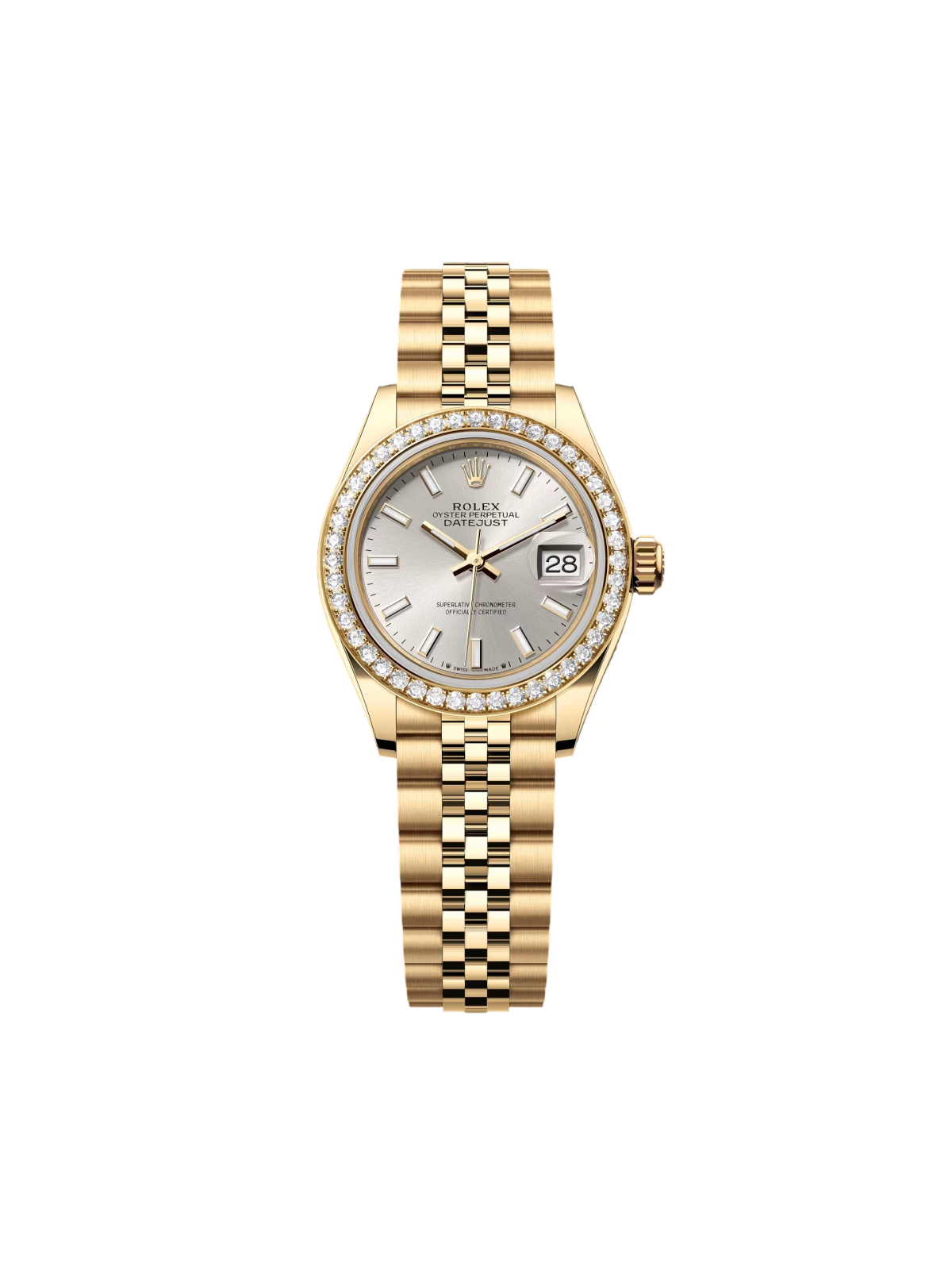 Rolex Lady-Datejust 279138RBR Silver 28mm Dial President Bracelet Watch