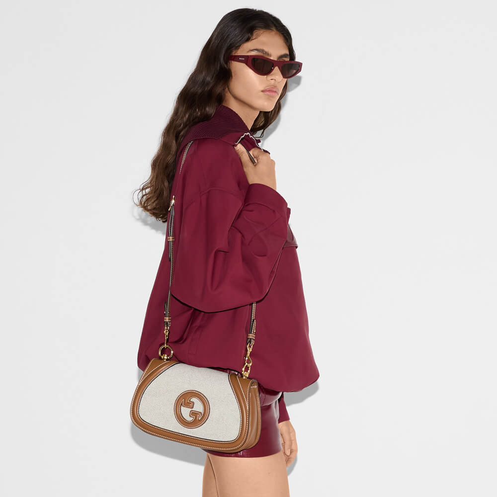 Gucci Blondie Small Top Handle Bag cotton linen canvas