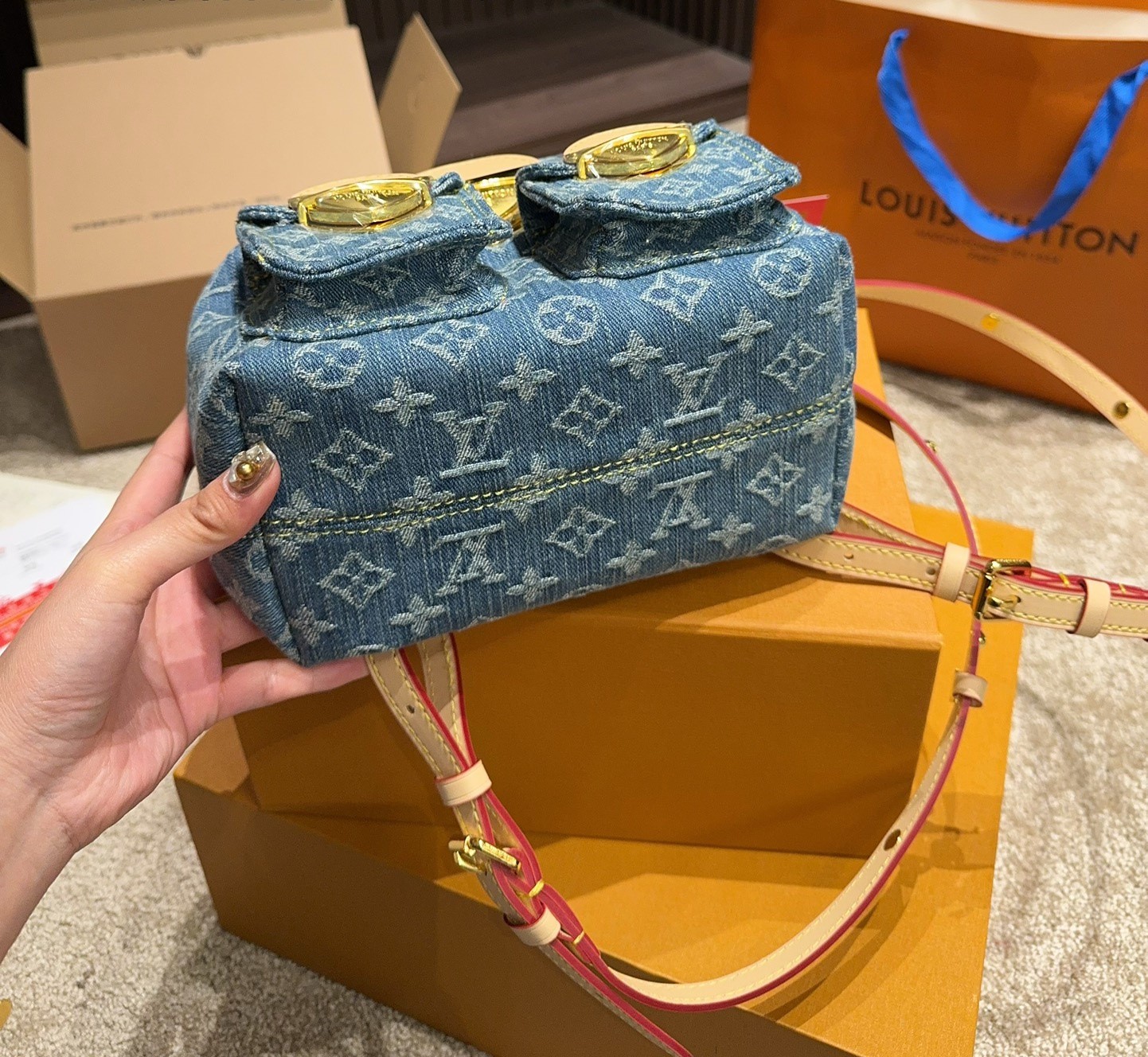 Louis Vuitton Backpack Venice Denim Blue 20Cm M46836