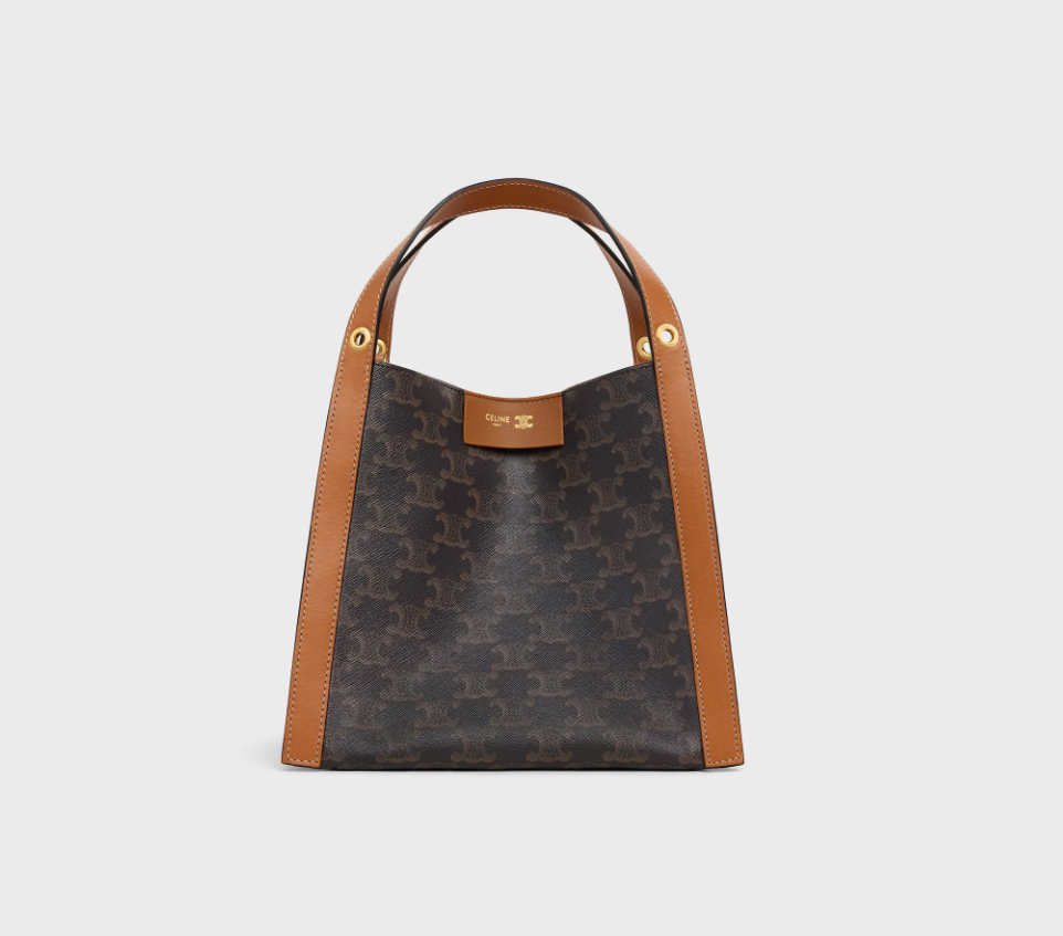 CELINE SMALL CUBE BAG IN Triomphe Canvas and NATURAL Calfskin