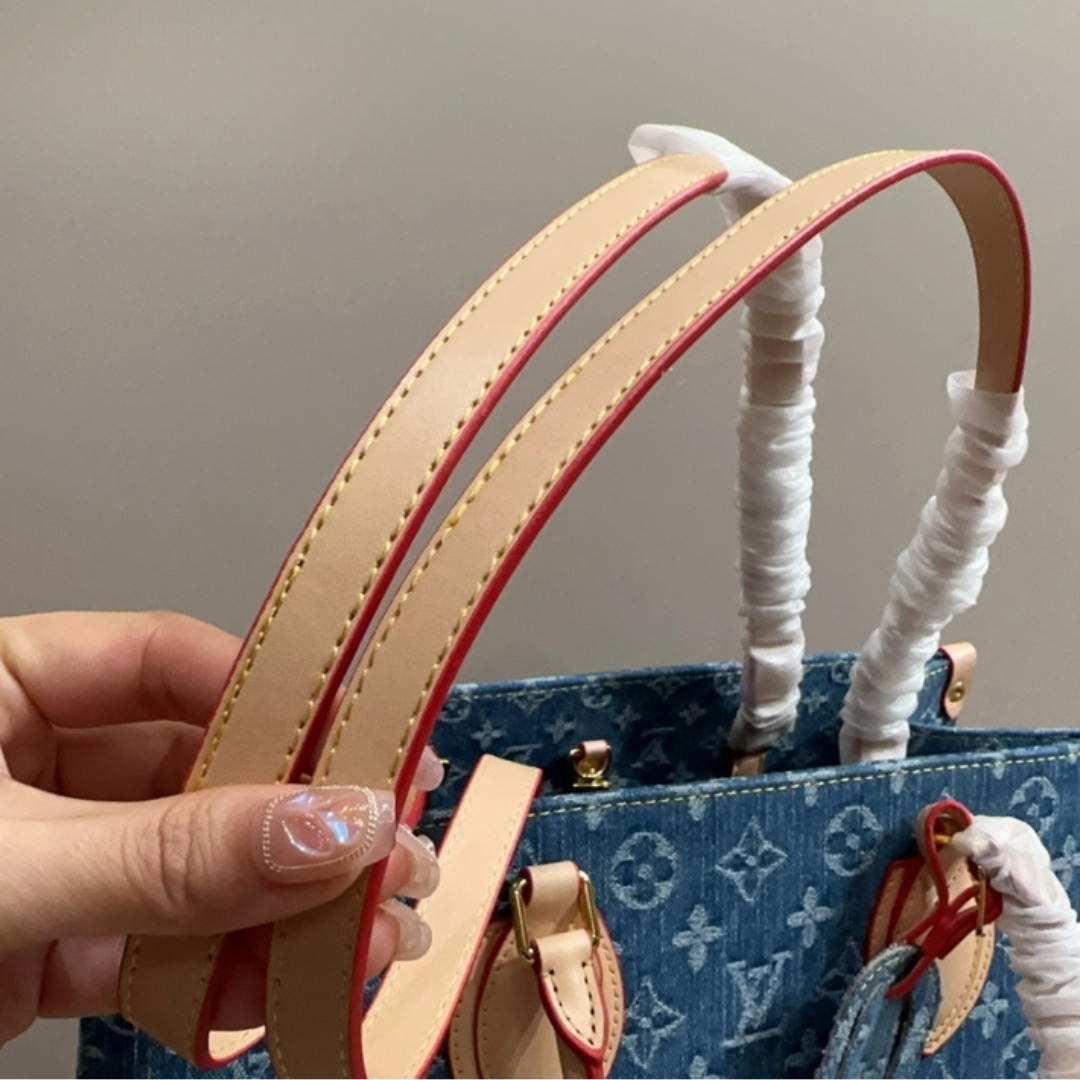 Louis Vuitton New Lv Remix Onthego Mm Denim Blue 35Cm M46871