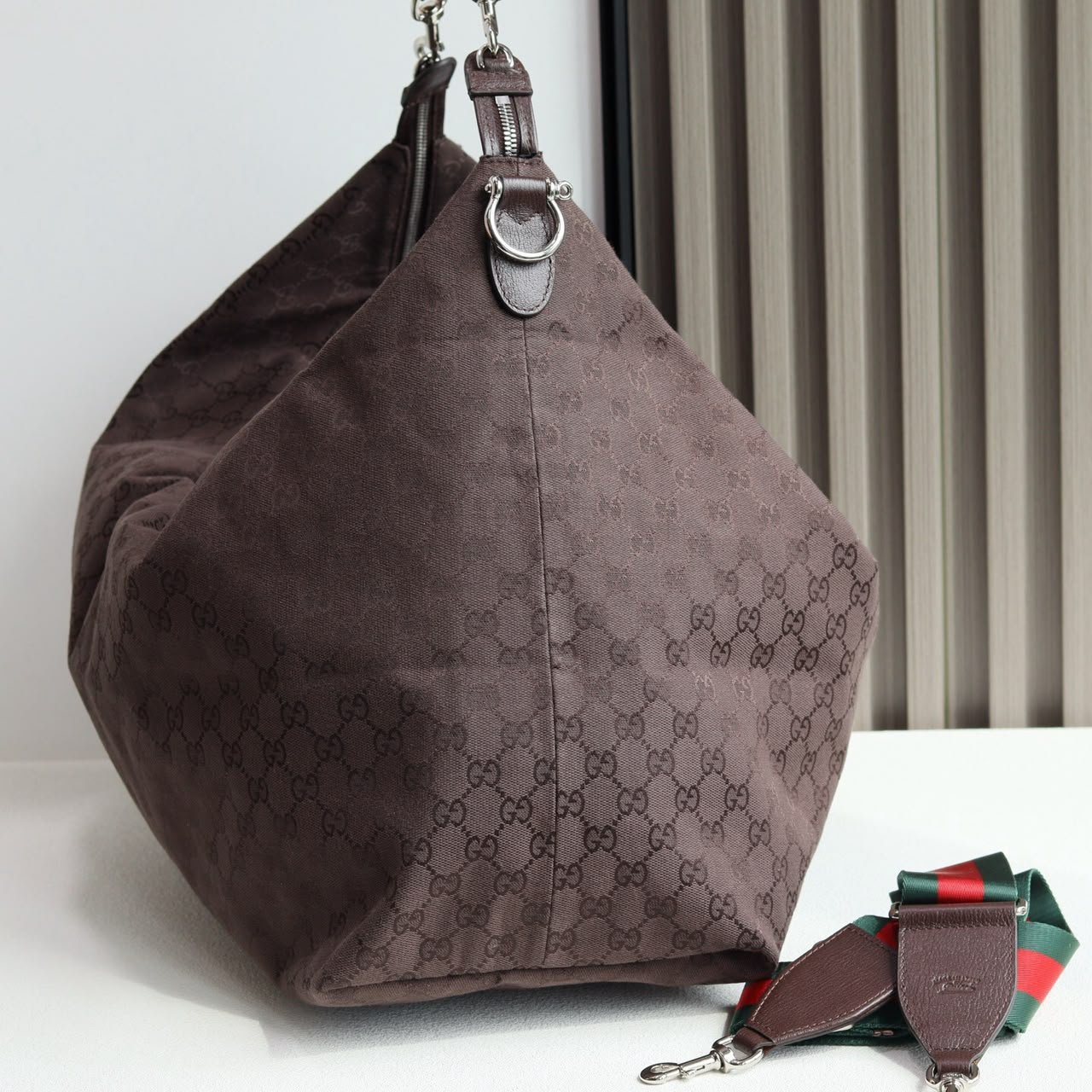 Gucci Brera Large Crossbody Bag 45cm/17.7in Dark Brown GG Canvas 864485