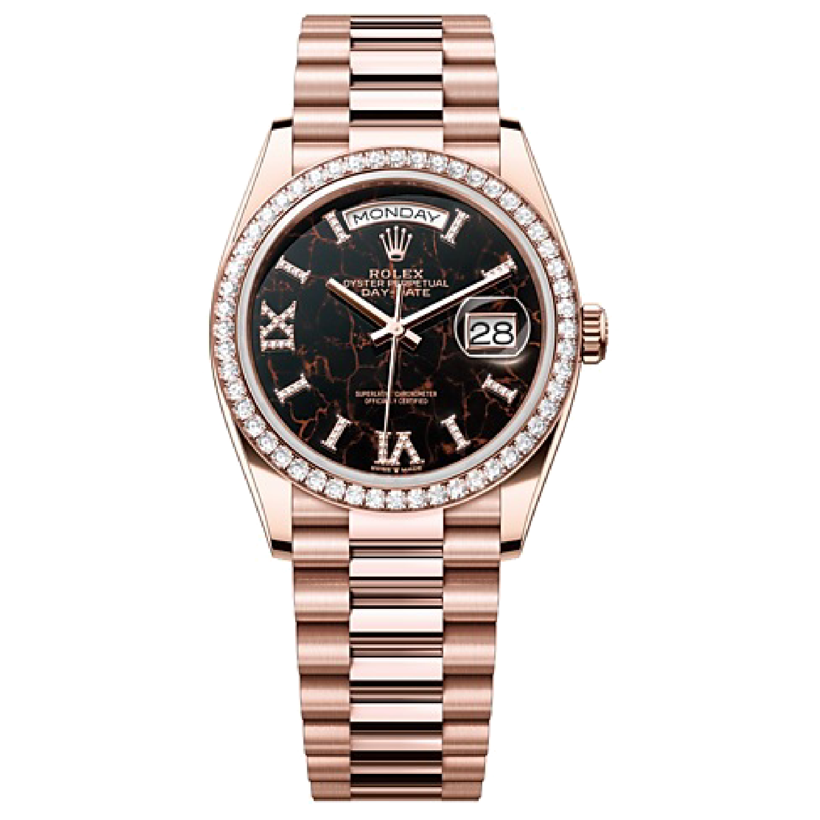 Rolex DAY-DATE Oyster, 36 mm, Everose gold and diamonds M128345RBR-0044