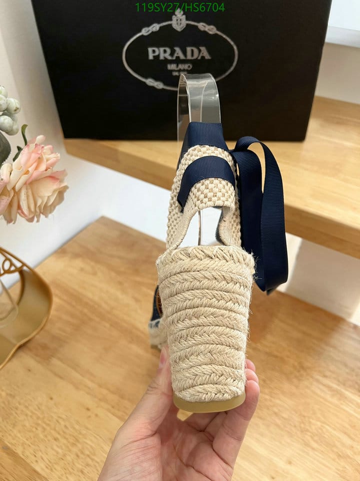 Prada Linen Espadrille Wedge Sandals Blue