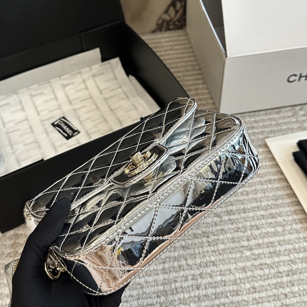 Chanel Mini Flap Bag Star Coin Purse Silver 24Cm As4648 B14873 Nt666