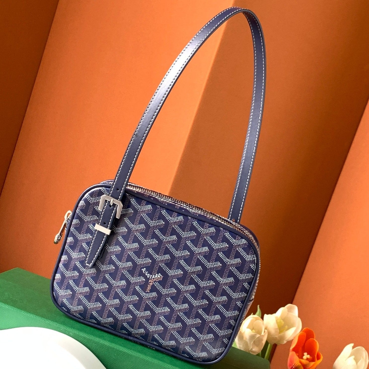 Goyard Yona Bag Coated MM 21Cm Navy Blue Canvas