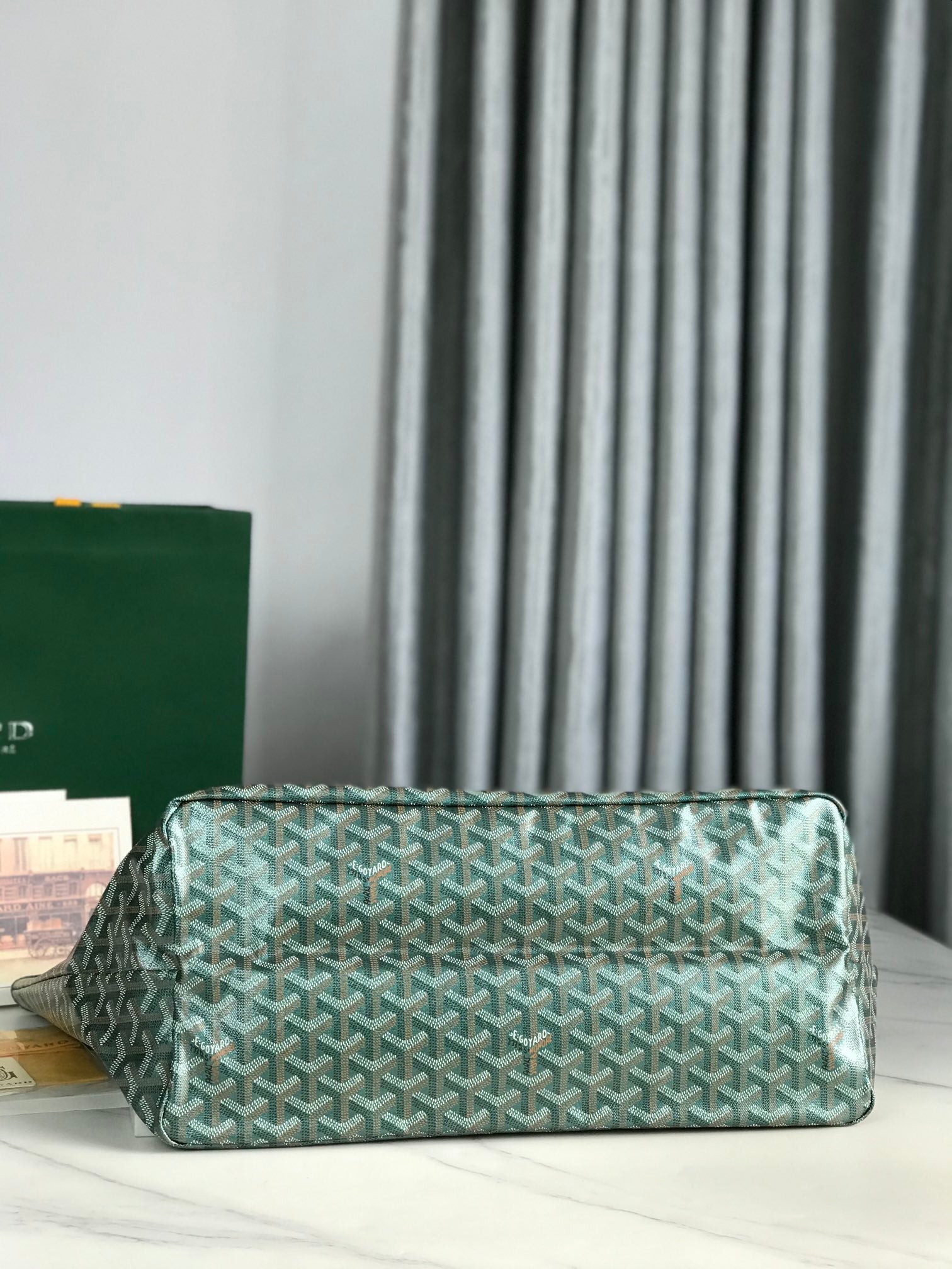 Goyard Saint Louis Gm Bag 40Cm Green Canvas Chevroches Calfskin